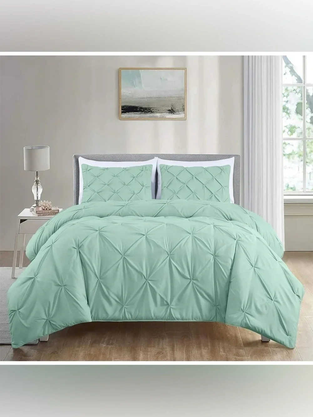 Pintuck cal king 3 piece Comforter Set